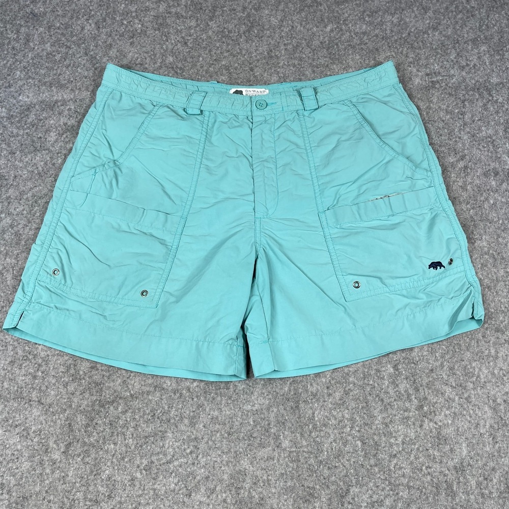 Onward Reserve Shorts Men XL Green‎ Cargo Elastic 6" Fishing Performance Nylon